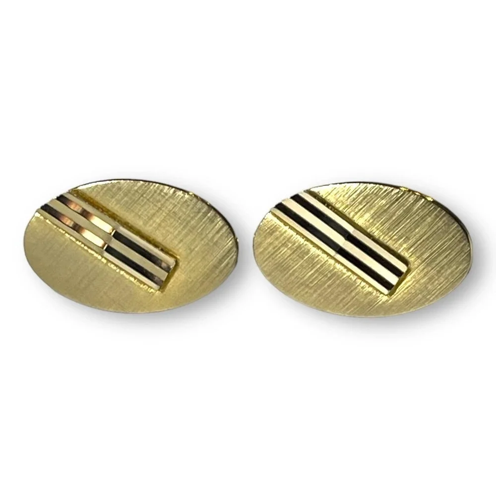 Vintage Swank Gold Tone Cufflinks Mens Mid Century Modern Locking